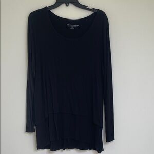 Soft Surroundings Black Long Sleeve Double Layered Tunic Top